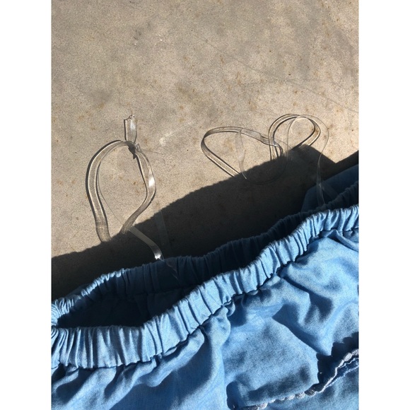 TCEC Blue Shoulderless Crop Top - Picture 4 of 5